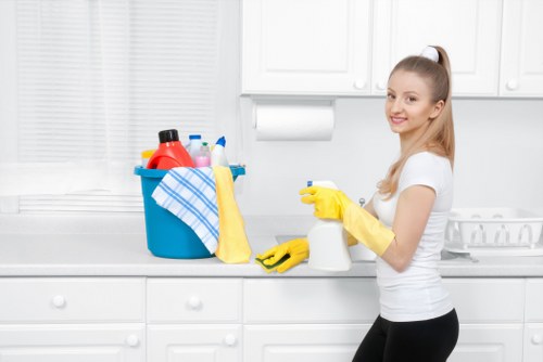 Kitchen cupboards and surfaces cleaned before moving into an SW18 home