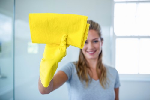 Manager assessing notes and photos during a carpet cleaning complaint review